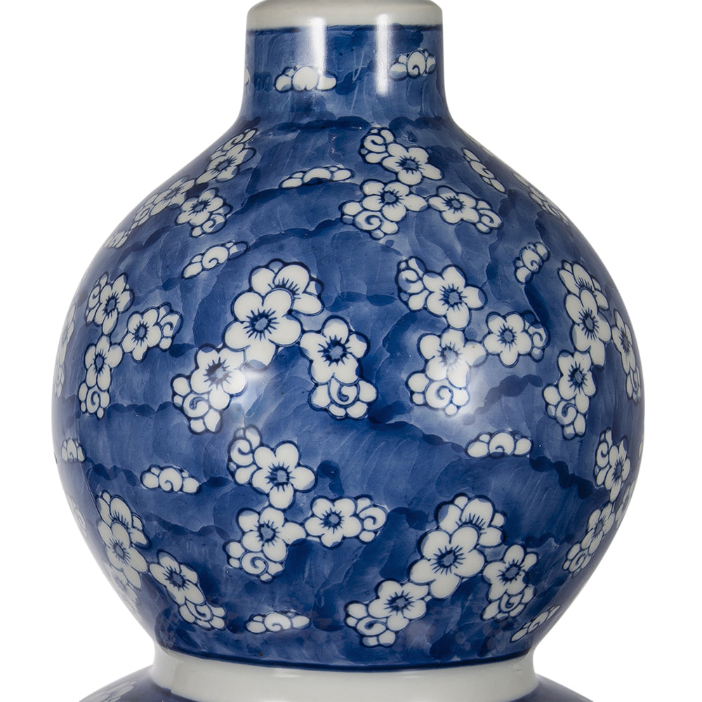 A&B Home 13" x 26" Bundle of 24 Blue and White Round Two-Tiered Ceramic Vase Lamp