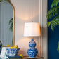 A&B Home 13" x 26" Bundle of 24 Blue and White Round Two-Tiered Ceramic Vase Lamp