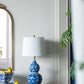 A&B Home 13" x 26" Bundle of 24 Blue and White Round Two-Tiered Ceramic Vase Lamp