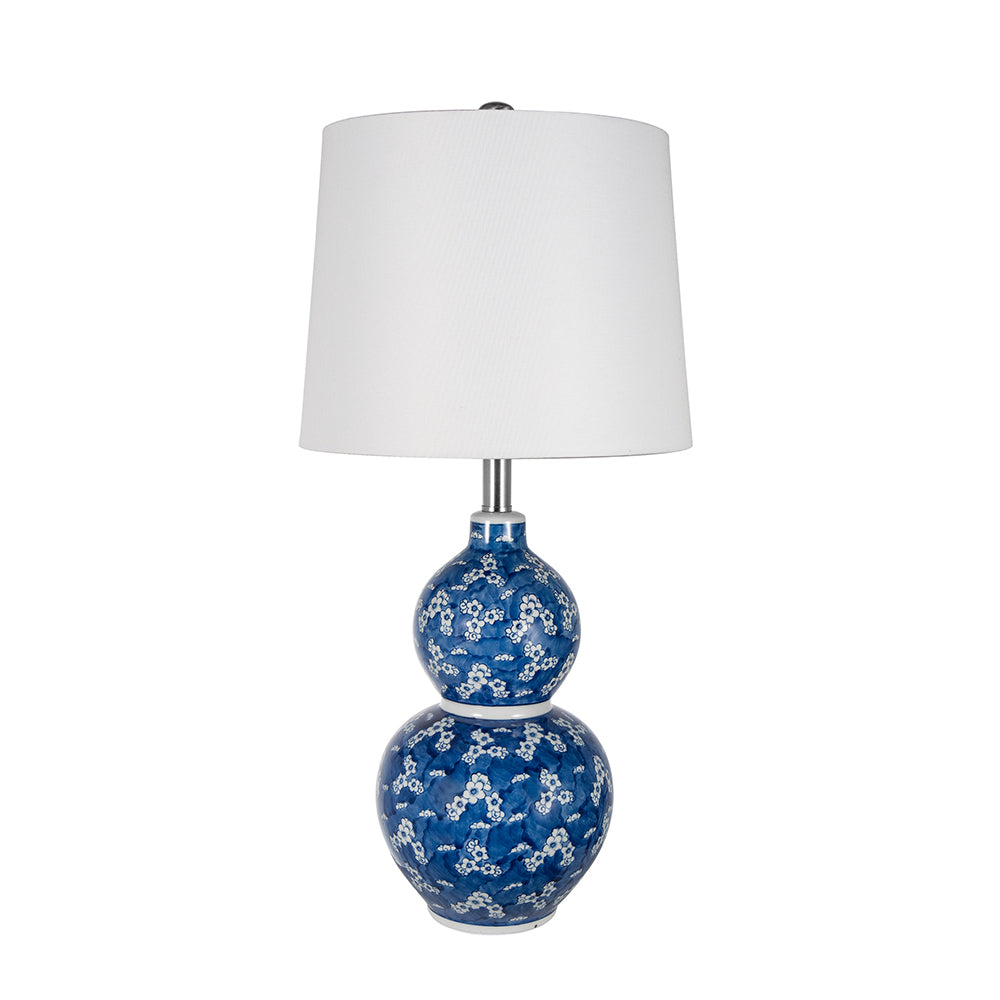 A&B Home 13" x 26" Bundle of 24 Blue and White Round Two-Tiered Ceramic Vase Lamp