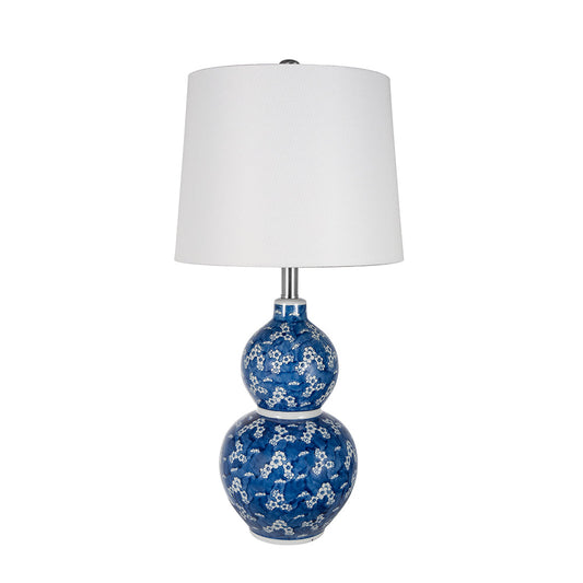 A&B Home 13" x 26" Bundle of 24 Blue and White Round Two-Tiered Ceramic Vase Lamp