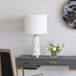A&B Home 13" x 26" Bundle of 8 White Marble Cone-Shaped With Silver Base and Drum Shade Table Lamp