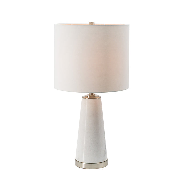 A&B Home 13" x 26" Bundle of 8 White Marble Cone-Shaped With Silver Base and Drum Shade Table Lamp