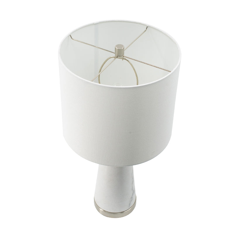 A&B Home 13" x 26" Bundle of 8 White Marble Cone-Shaped With Silver Base and Drum Shade Table Lamp