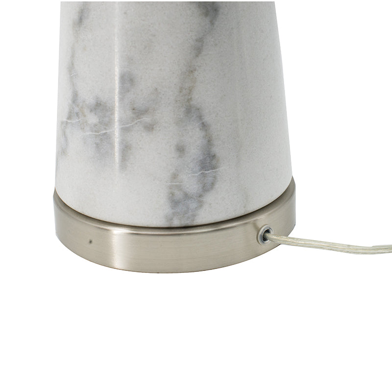 A&B Home 13" x 26" Bundle of 8 White Marble Cone-Shaped With Silver Base and Drum Shade Table Lamp
