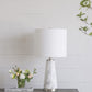 A&B Home 13" x 26" Bundle of 8 White Marble Cone-Shaped With Silver Base and Drum Shade Table Lamp