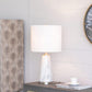 A&B Home 13" x 26" Bundle of 8 White Marble Cone-Shaped With Silver Base and Drum Shade Table Lamp