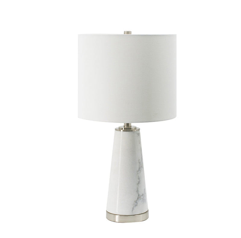 A&B Home 13" x 26" Bundle of 8 White Marble Cone-Shaped With Silver Base and Drum Shade Table Lamp