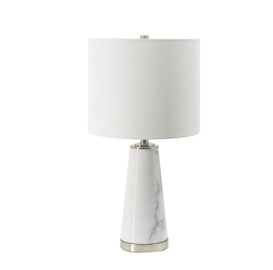 A&B Home 13" x 26" Bundle of 8 White Marble Cone-Shaped With Silver Base and Drum Shade Table Lamp