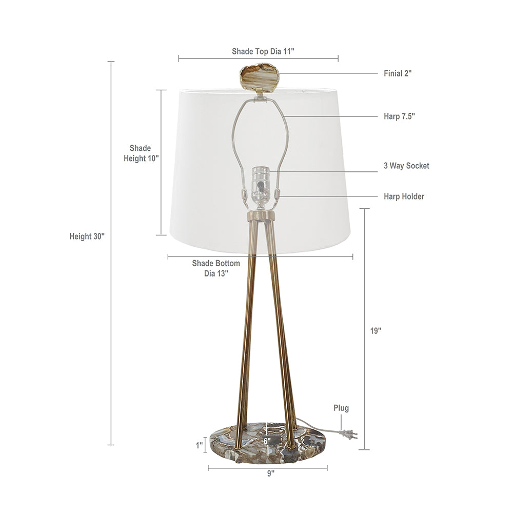 A&B Home 13" x 30" Bundle of 10 Agate Oval Base With Polished Gold Body and White Drum Shade