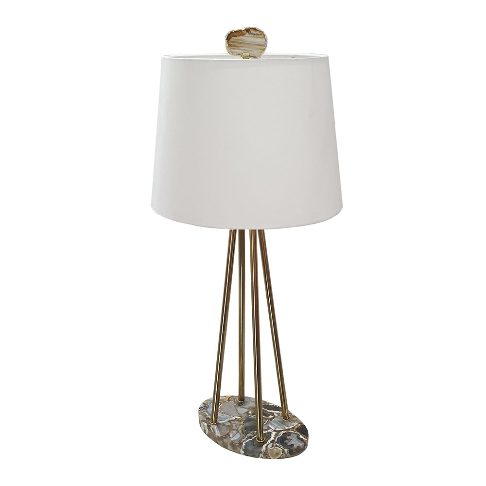 A&B Home 13" x 30" Bundle of 10 Agate Oval Base With Polished Gold Body and White Drum Shade