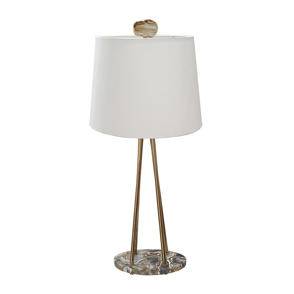 A&B Home 13" x 30" Bundle of 10 Agate Oval Base With Polished Gold Body and White Drum Shade