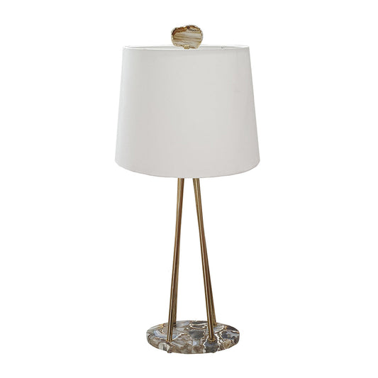 A&B Home 13" x 30" Bundle of 10 Agate Oval Base With Polished Gold Body and White Drum Shade