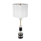 A&B Home 13" x 33" Bundle of 10 White and Black Table Lamp With White Fabric Shade