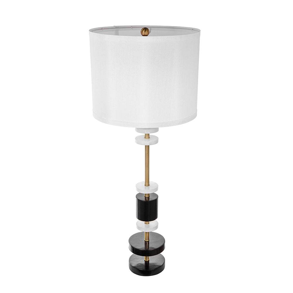 A&B Home 13" x 33" Bundle of 10 White and Black Table Lamp With White Fabric Shade