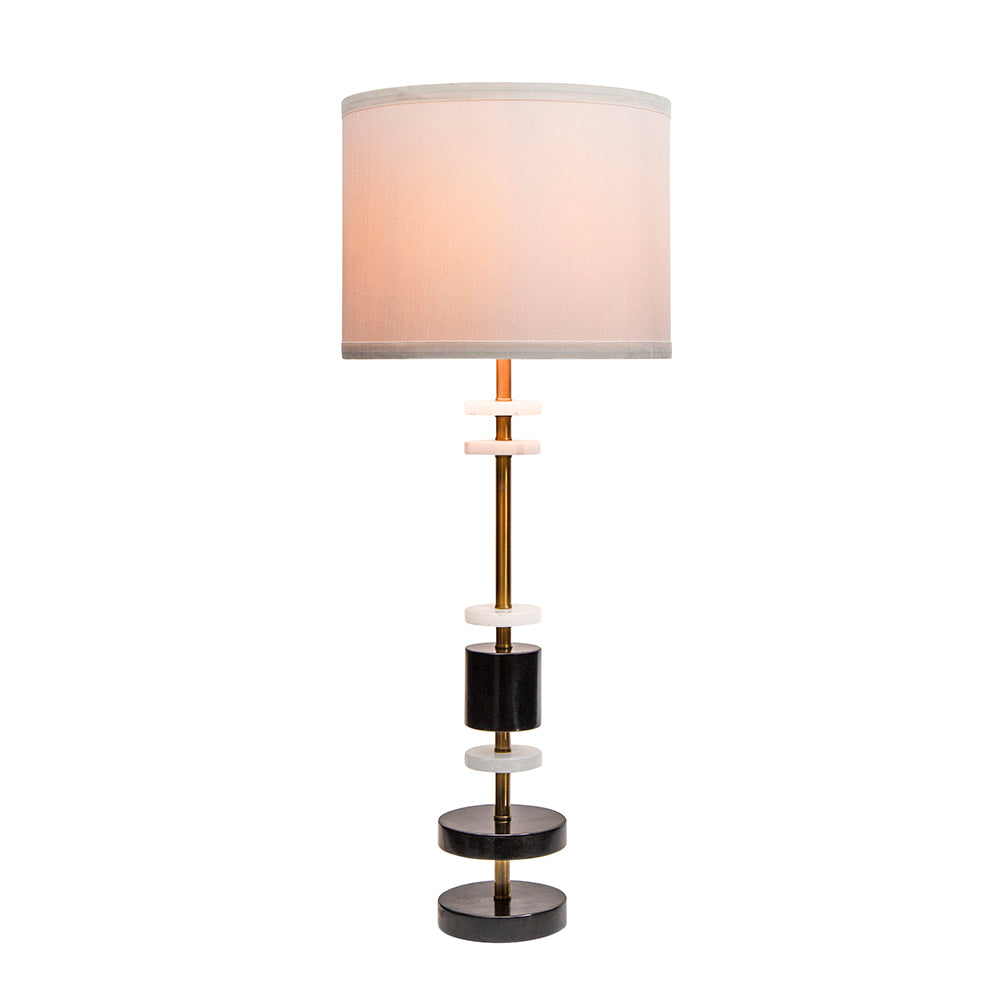 A&B Home 13" x 33" Bundle of 10 White and Black Table Lamp With White Fabric Shade