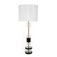 A&B Home 13" x 33" Bundle of 10 White and Black Table Lamp With White Fabric Shade