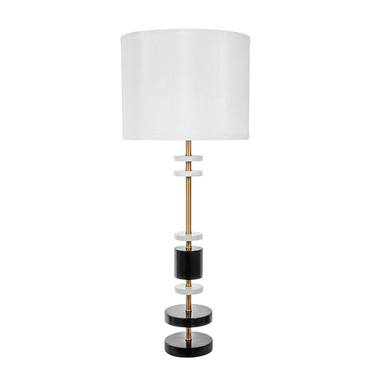 A&B Home 13" x 33" Bundle of 10 White and Black Table Lamp With White Fabric Shade