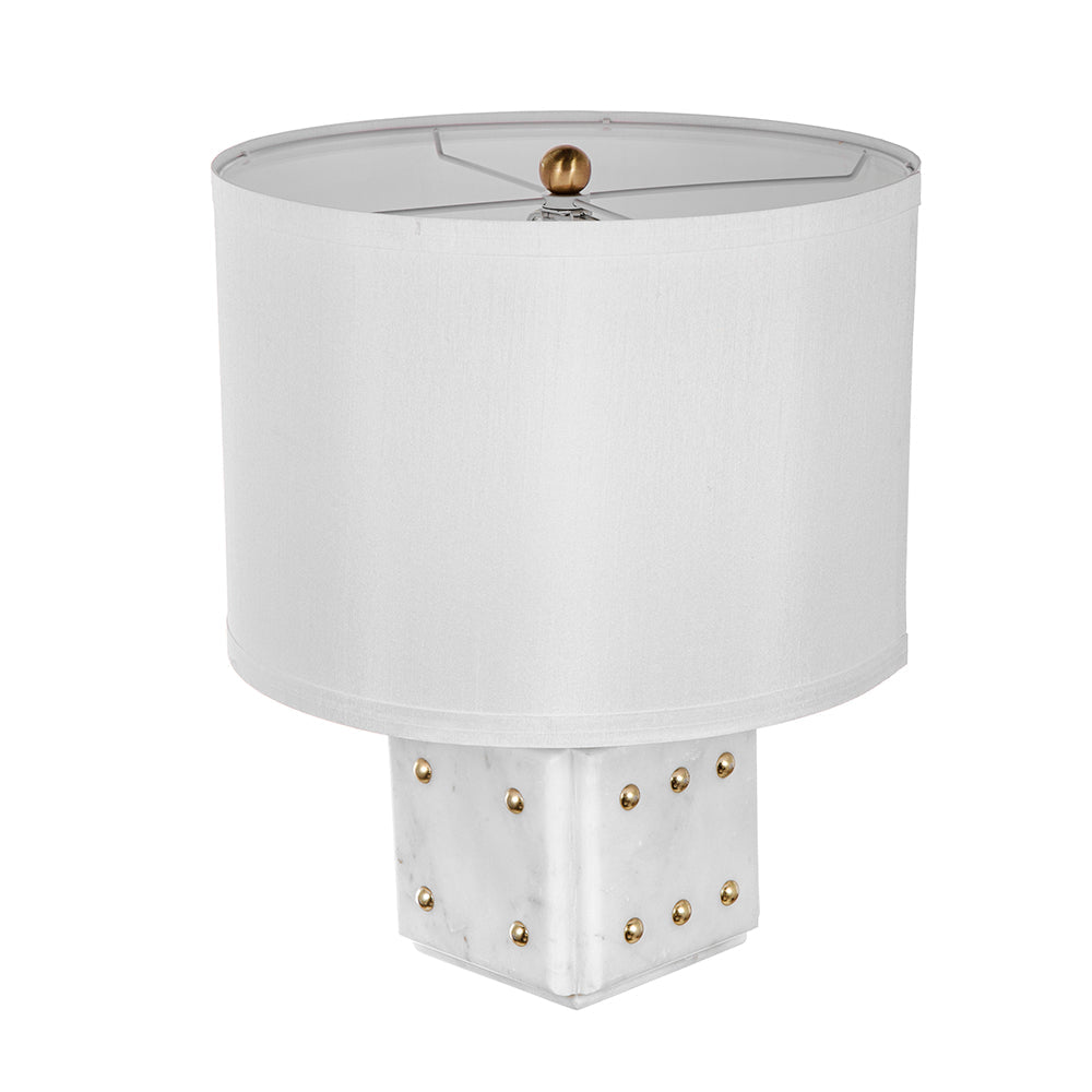 A&B Home 14" x 18" Bundle of 11 White Marble Dice Base With Gold Accent and Drum-Shaped Shade