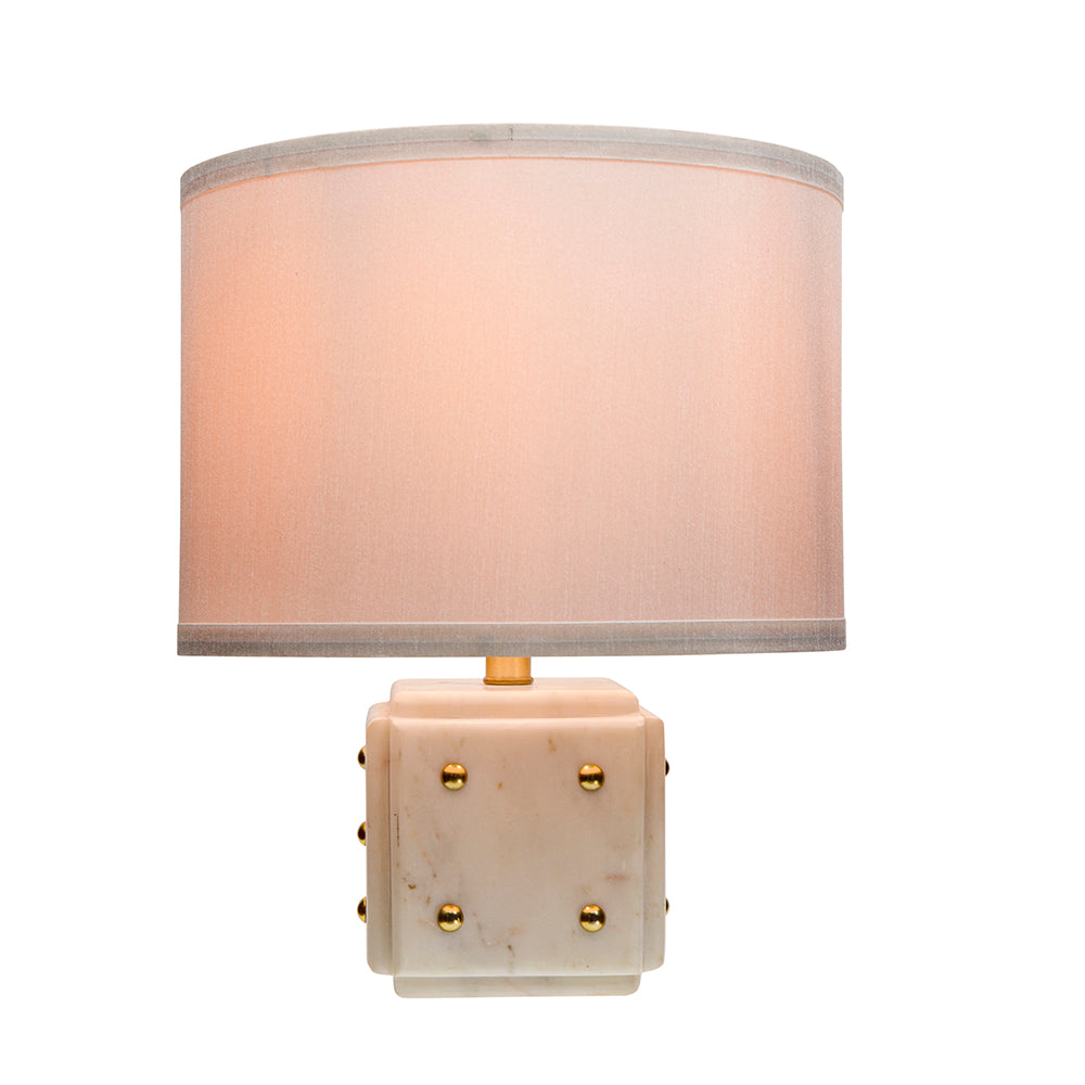 A&B Home 14" x 18" Bundle of 11 White Marble Dice Base With Gold Accent and Drum-Shaped Shade