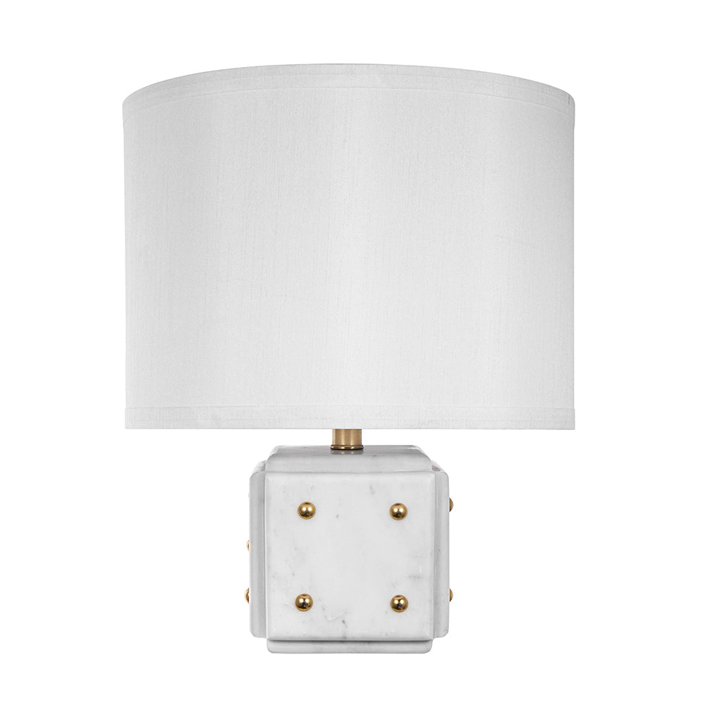 A&B Home 14" x 18" Bundle of 11 White Marble Dice Base With Gold Accent and Drum-Shaped Shade