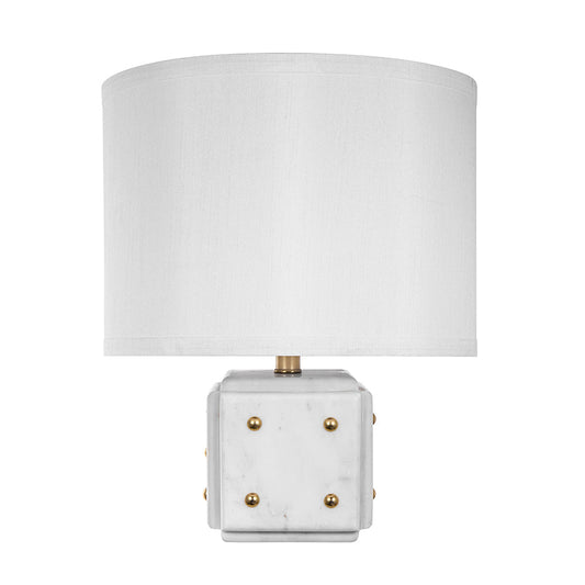 A&B Home 14" x 18" Bundle of 11 White Marble Dice Base With Gold Accent and Drum-Shaped Shade