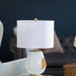 A&B Home 14" x 22" Bundle of 11 White and Gold Table Lamp with Drum-Shape Shade and Two Tassel Accents