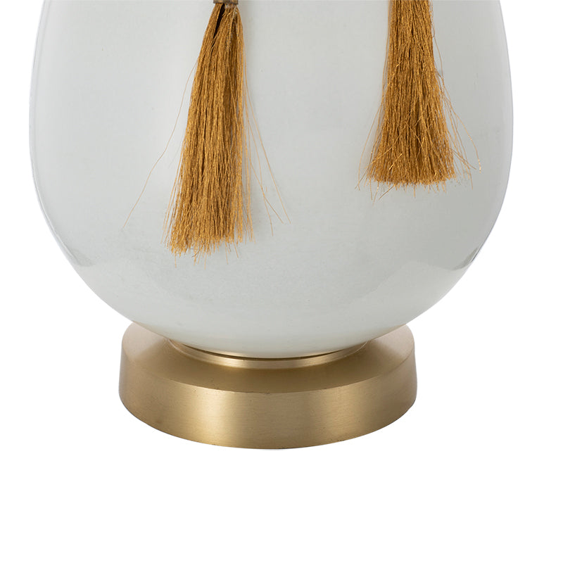 A&B Home 14" x 22" Bundle of 11 White and Gold Table Lamp with Drum-Shape Shade and Two Tassel Accents