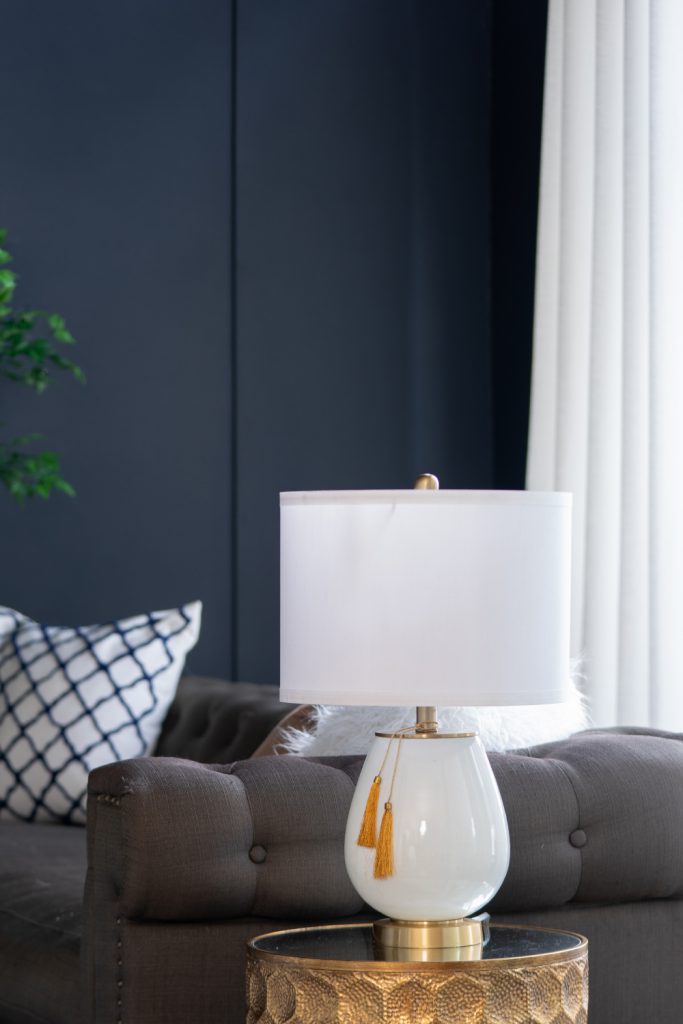 A&B Home 14" x 22" Bundle of 11 White and Gold Table Lamp with Drum-Shape Shade and Two Tassel Accents