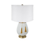 A&B Home 14" x 22" Bundle of 11 White and Gold Table Lamp with Drum-Shape Shade and Two Tassel Accents