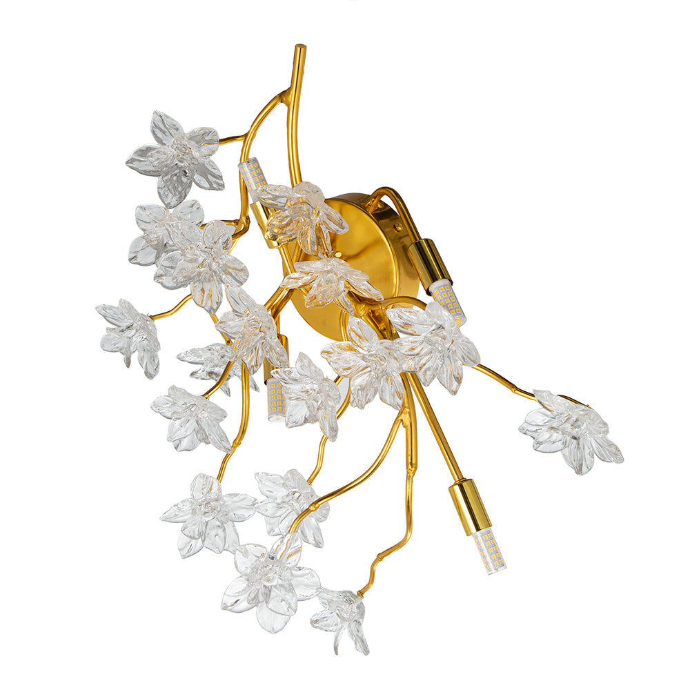 A&B Home 14" x 22" Bundle of 7 Gold and Clear 4-Light Fixture with Flower Design Wall Sconce