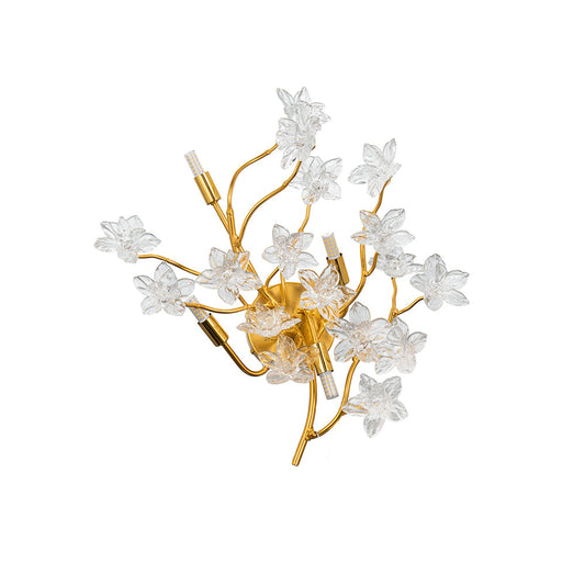 A&B Home 14" x 22" Bundle of 7 Gold and Clear 4-Light Fixture with Flower Design Wall Sconce