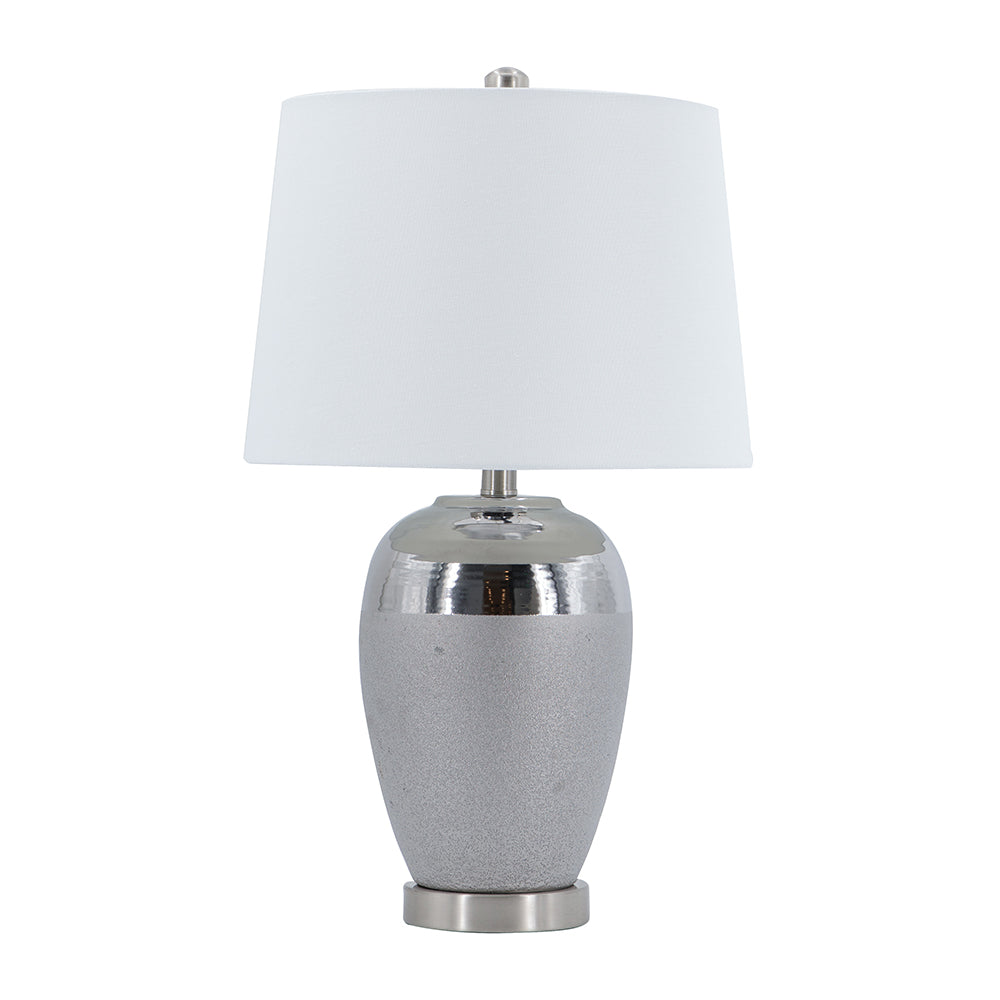 A&B Home 14" x 24" Bundle of 16 Silver Ceramic Base With White Tapered Drum Shade
