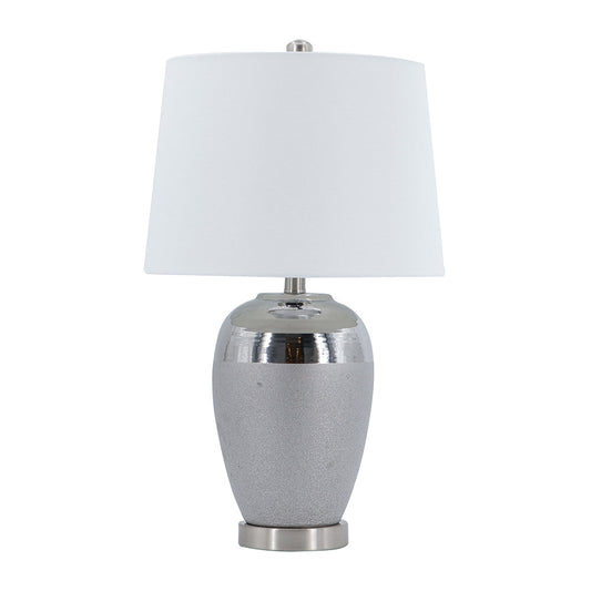 A&B Home 14" x 24" Bundle of 16 Silver Ceramic Base With White Tapered Drum Shade