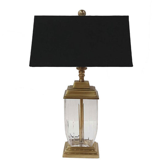A&B Home 14" x 24" Bundle of 9 Clear Glass and Antique Brass Table Lamp With Rectangular Black Shade