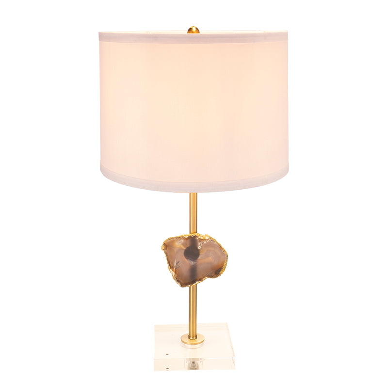 A&B Home 14" x 25" Bundle of 12 Gold Table Lamp with Agate Slice and White Drum Shade