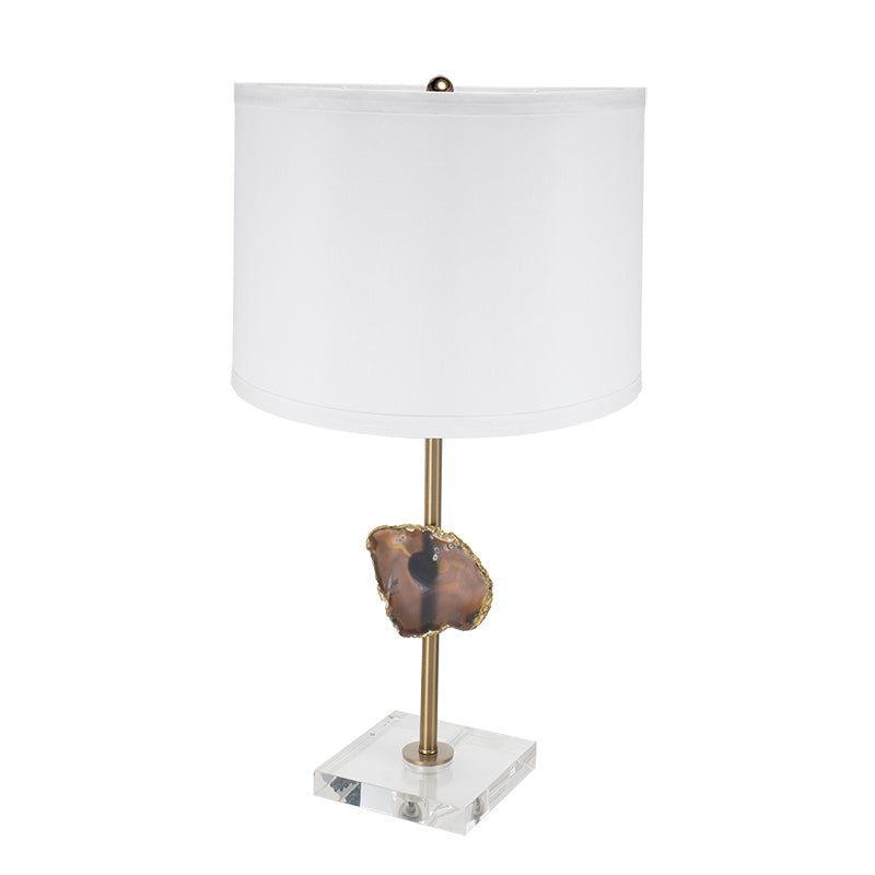 A&B Home 14" x 25" Bundle of 12 Gold Table Lamp with Agate Slice and White Drum Shade