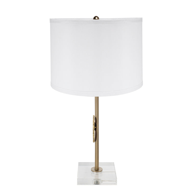 A&B Home 14" x 25" Bundle of 12 Gold Table Lamp with Agate Slice and White Drum Shade