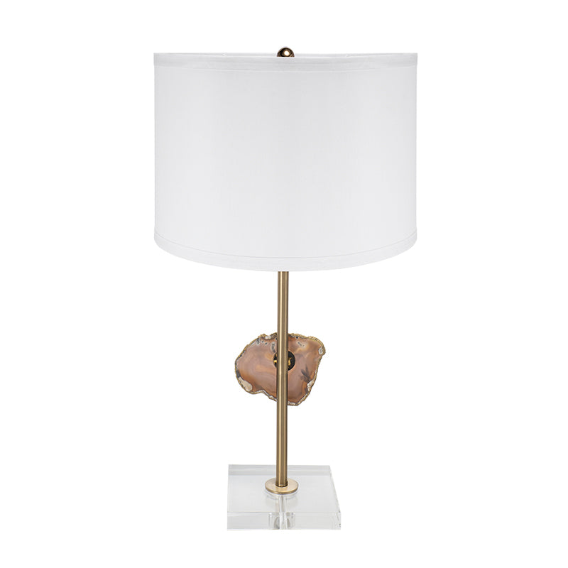 A&B Home 14" x 25" Bundle of 12 Gold Table Lamp with Agate Slice and White Drum Shade