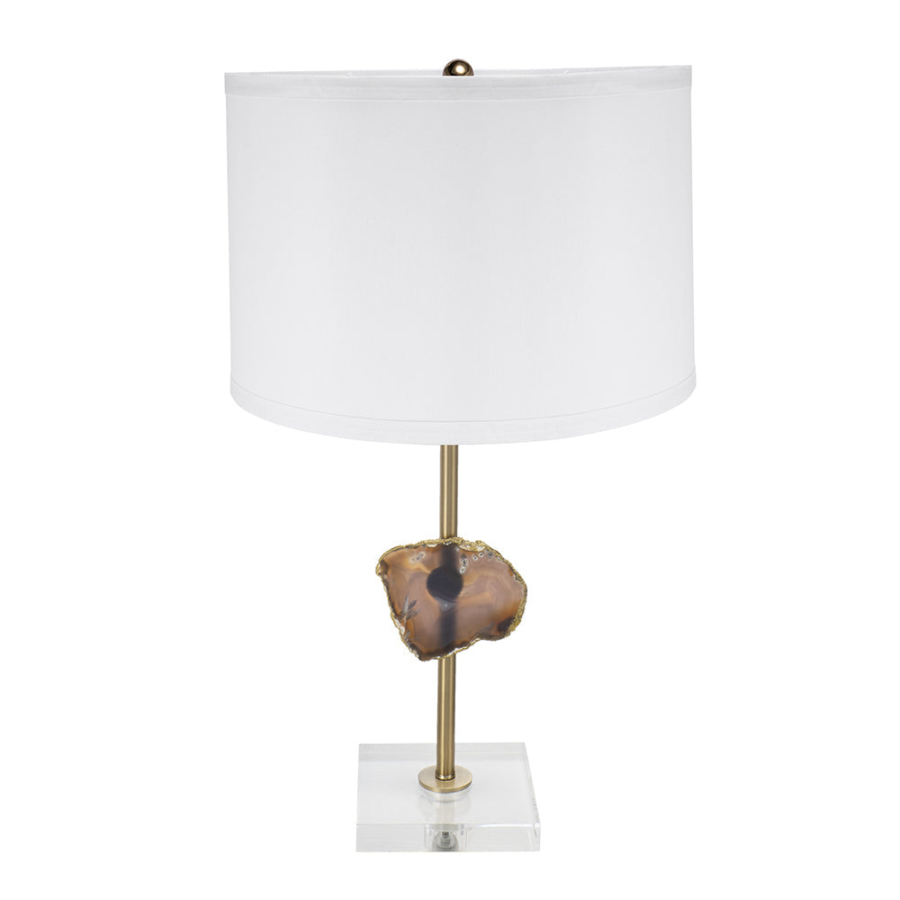 A&B Home 14" x 25" Bundle of 12 Gold Table Lamp with Agate Slice and White Drum Shade