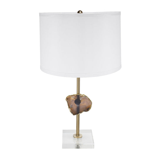 A&B Home 14" x 25" Bundle of 12 Gold Table Lamp with Agate Slice and White Drum Shade
