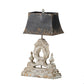 A&B Home 14" x 26" Antique Black Rectangular Shade With Antique White Base Table Lamp