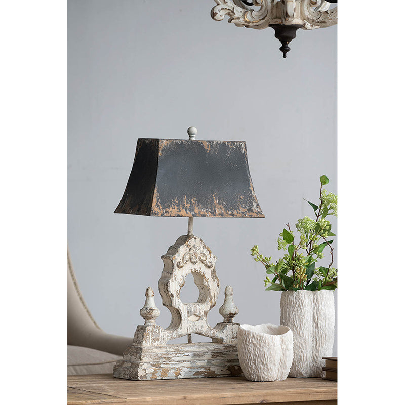 A&B Home 14" x 26" Antique Black Rectangular Shade With Antique White Base Table Lamp
