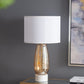 A&B Home 14" x 26" Bundle of 12 Amber Glass Table Lamp With White Drum-Shaped Shade