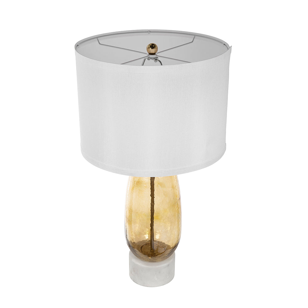 A&B Home 14" x 26" Bundle of 12 Amber Glass Table Lamp With White Drum-Shaped Shade