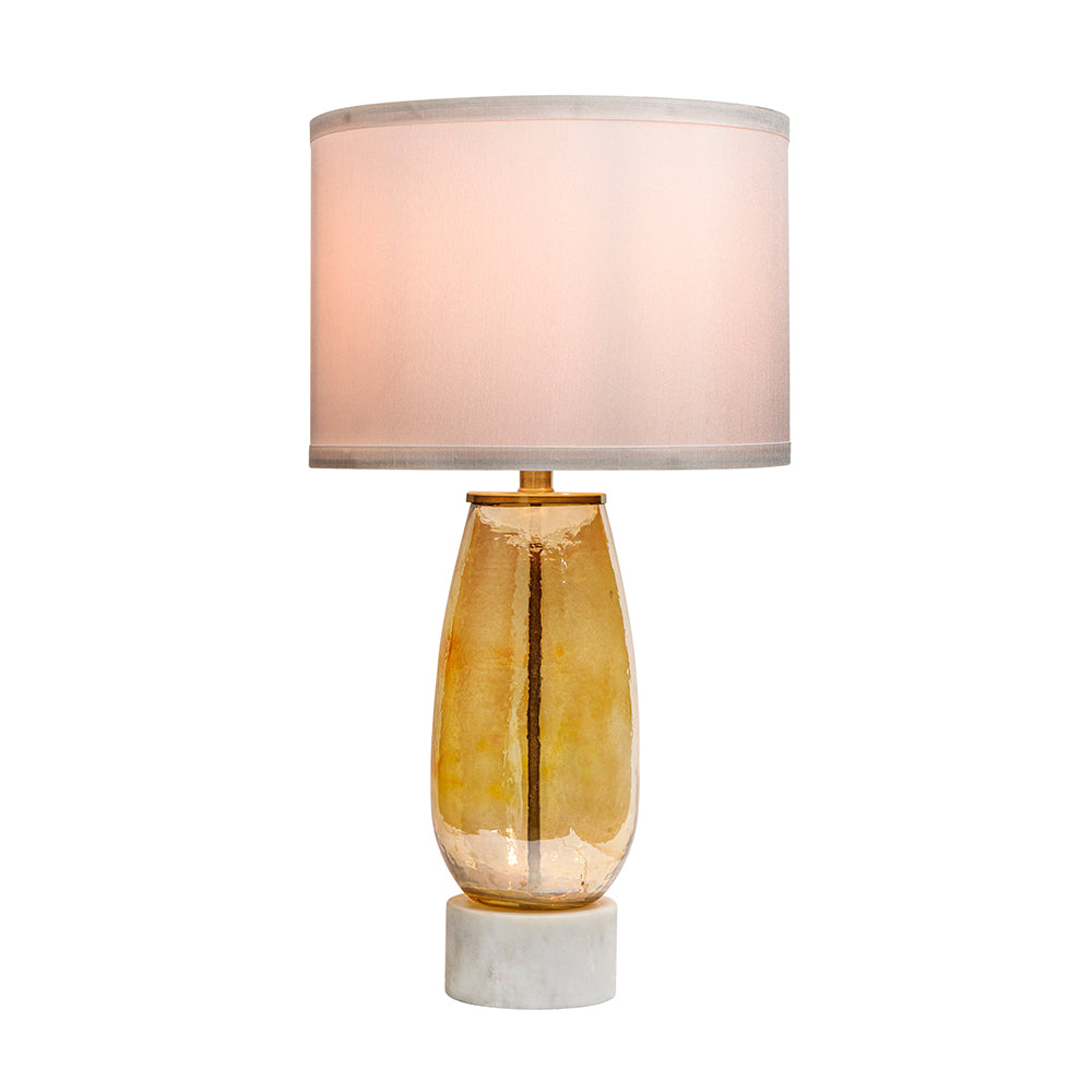 A&B Home 14" x 26" Bundle of 12 Amber Glass Table Lamp With White Drum-Shaped Shade