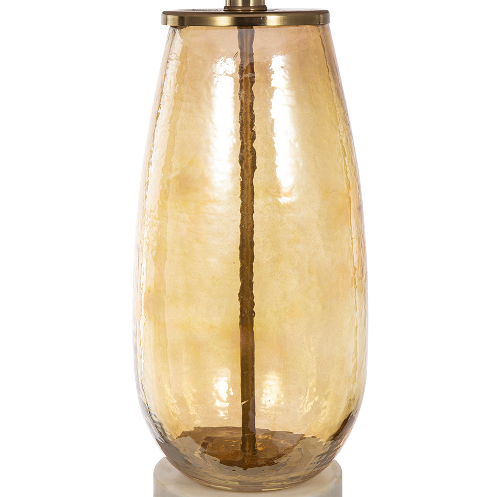 A&B Home 14" x 26" Bundle of 12 Amber Glass Table Lamp With White Drum-Shaped Shade