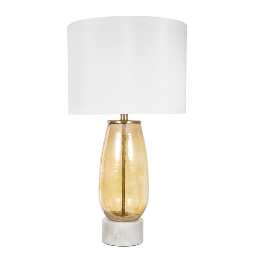 A&B Home 14" x 26" Bundle of 12 Amber Glass Table Lamp With White Drum-Shaped Shade