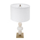 A&B Home 14" x 26" Bundle of 8 White and Gold Three Tiered Round Table Lamp with Drum Shade