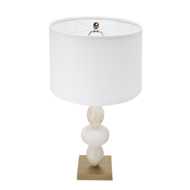 A&B Home 14" x 26" Bundle of 8 White and Gold Three Tiered Round Table Lamp with Drum Shade
